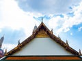 Beautiful old roof designed by Thai people,Temple name is Wat Arun Ratchawararam Woramahaviharn at Bangkok Thailand Royalty Free Stock Photo