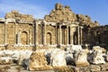 Beautiful old ruins on a Sunny summer day. Ruins of a Byzantine city, destroyed the house, columns, stones and walls with ornament Royalty Free Stock Photo