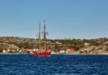 Beautiful old sailboat under the Danish flag Royalty Free Stock Photo