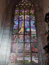 The Beautiful Old Stained Glass Windows Of The St Barbara`s Cathedral, Kutna Hora, Czech Republic