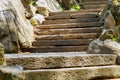 Beautiful old stone stairs stone steps in summer park Royalty Free Stock Photo