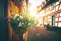 Beautiful old street in Germany. Historic half-timbered houses in an old town. idstein in Hessen Royalty Free Stock Photo