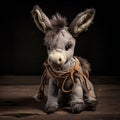 beautiful old stuffed donkey toy on dark background Royalty Free Stock Photo