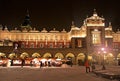 Beautiful old Sukiennice on the main square at night in Krakow Royalty Free Stock Photo