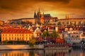 Beautiful old town and the castle in Prague at sunrise, Czech Republic Royalty Free Stock Photo