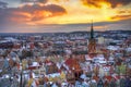 Beautiful old town of Gdansk with City Hall at sunset, Poland Royalty Free Stock Photo