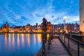 Beautiful old town in Gdansk over Motlawa river at dusk, Poland Royalty Free Stock Photo