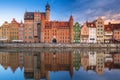 Beautiful old town of Gdansk reflected in Motlawa river Royalty Free Stock Photo