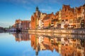 Beautiful old town of Gdansk reflected in Motlawa river Royalty Free Stock Photo