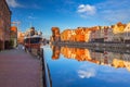 Beautiful old town of Gdansk reflected in Motlawa river Royalty Free Stock Photo