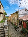 Idyllic street in old town of Hum, Croatia.