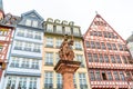 old town square romerberg with Justitia statue in Frankfurt Germany Royalty Free Stock Photo