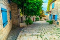 Beautiful old town street with stone houses, Rovinj, Istria, Croatia Royalty Free Stock Photo