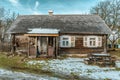 Beautiful old traditional wooden house in the village Royalty Free Stock Photo