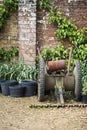 Beautiful old vintage potting shed exterior detail in English co Royalty Free Stock Photo