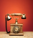 A beautiful old vintage telephone on a table Royalty Free Stock Photo