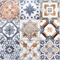 Beautiful old wall ceramic tiles patterns handcraft from thailand public.