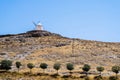 Beautiful and old windmills painted in white Royalty Free Stock Photo