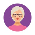Beautiful old woman wearing glasses character