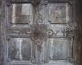 Beautiful old wooden door detail at the pilgrimage Church Maria Strassengel, a 14th century Gothic church in the town of Judendorf Royalty Free Stock Photo