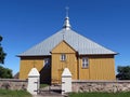 Yellow old wooden church, Lithuania Royalty Free Stock Photo