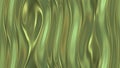 Olive green shiny molten metal, flowing satin waves and stripes 3d rendering seamless