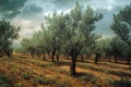 Beautiful olive trees. Olive orchard, plantation. Royalty Free Stock Photo