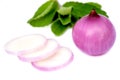 The beautiful one onion and these cutt roll with green mint Royalty Free Stock Photo