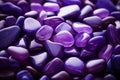 Beautiful opal stone pebbles background. Horizontal background with purple stones, phone screensaver