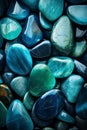 Beautiful opal stone pebbles background. Vertical background with blue stones, phone screensaver