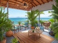 Beautiful open veranda with flowerpots