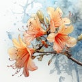 Beautiful Orange Azalea Flower Illustration Inspired By Ellen Jewett