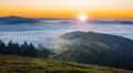 beautiful orange and blue sunset fairy tale landscape perfect sunny day with dark white clouds beautiful