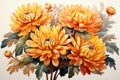 Beautiful orange chrysanthemum flowers on a white background AI Generated Generative AI Royalty Free Stock Photo