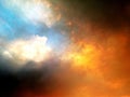 Beautiful orange dramatic sunset sky with clouds for abstract ba