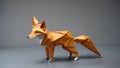 Beautiful orange fox made of paper on a blank background. 3D model. Origami Royalty Free Stock Photo