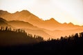 Spectacular dawn over Annapurnas from Poon Hill, Nepal Royalty Free Stock Photo