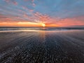 Beautiful Orange Red Sky Sunrise Sunset Outer Banks North Carolina Sand Waves Nags Head Kittyhawk Corolla Foam Shore Morning