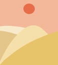 Beautiful orange-red sunset landscape background.Yellow curve template with geometric elements.Abstract contemporary modern trendy Royalty Free Stock Photo