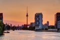 Beautiful orange sky at sunset over Berlin