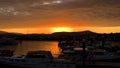Beautiful Orange sunset above Dingle Marina in Ireland Royalty Free Stock Photo