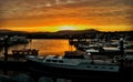 Beautiful Orange sunset above Dingle Marina in Ireland Royalty Free Stock Photo