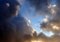 Beautiful orange sunset cloud formations on a deep blue sky Royalty Free Stock Photo