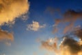 Beautiful orange sunset cloud formations on a deep blue sky Royalty Free Stock Photo