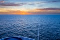 Beautiful Orange Sunset in the Ocean captured from a ferry deck between Denmark, and Faroe Islands