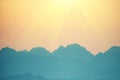 Beautiful orange sunset over mountains Royalty Free Stock Photo