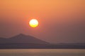 Beautiful Orange Sunset overs Naxos Island, Greece