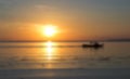 Beautiful orange sunset by seaside blurred photo Royalty Free Stock Photo
