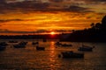 Beautiful Orange Sunset On The Seaside In Brittany