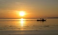 Beautiful orange sunset by seaside travel photo. Royalty Free Stock Photo